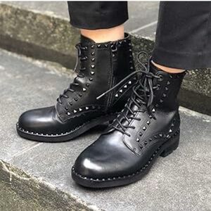 Ash Wolf Studded Combat Boot Sz 40